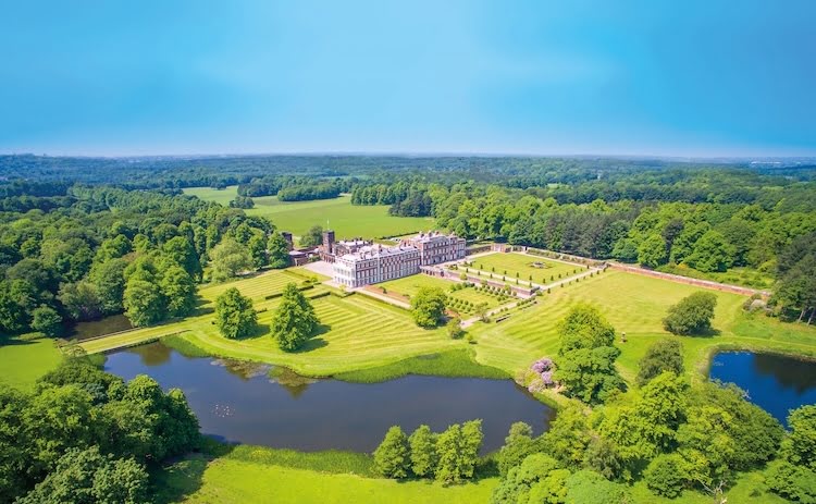 Knowsley Hall from above , liverpool golf tours